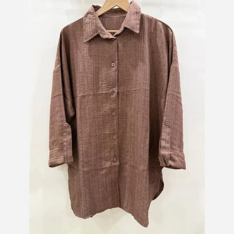 شومیز مانتویی لنین اسپرت زنانه یقه مردانه جلو دکمه آزاد