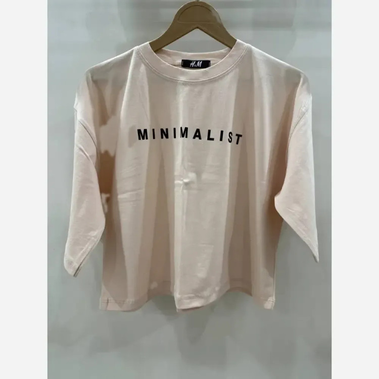 تیشرت کراپ دخترانه زنانه مینیمال سبز پاستلی طرح MINIMALIST
