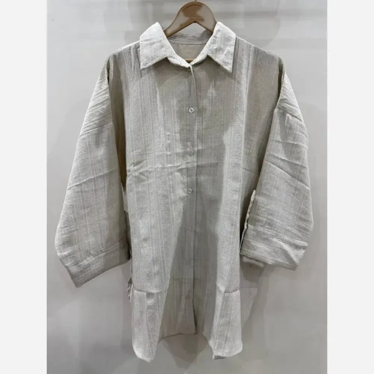 شومیز مانتویی لنین اسپرت زنانه یقه مردانه جلو دکمه آزاد