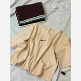 کراپ تیشرت اسپرت دخترانه آبی آسمانی طرح نایک مدل آزاد قد 48 عرض سینه 50