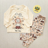 ست راحتی بچگانه بلوز شلوار پنبهای طرح شیر شاد آستین بلند بدون آبرفت و رنگدهی