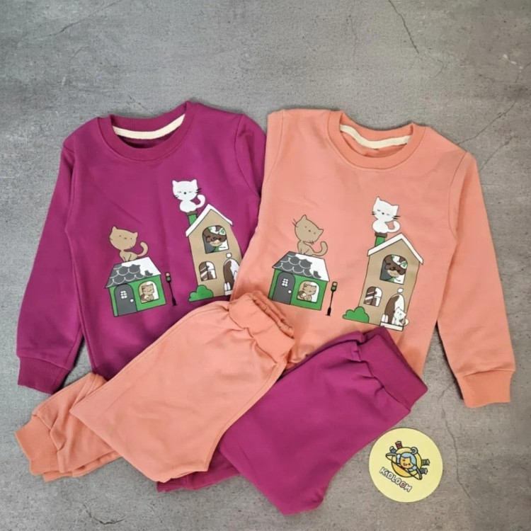 بلوز شلوار دخترانه ست پنبه دورس طرحدار بچگانه 1 تا 5 سال