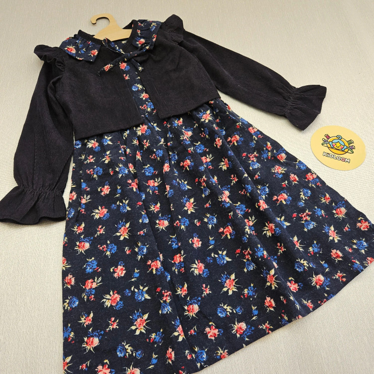 کت سارافون دخترانه پاییزه کبریتی لینن مجلسی ست 2 تکه مناسب 2 تا 10 سال