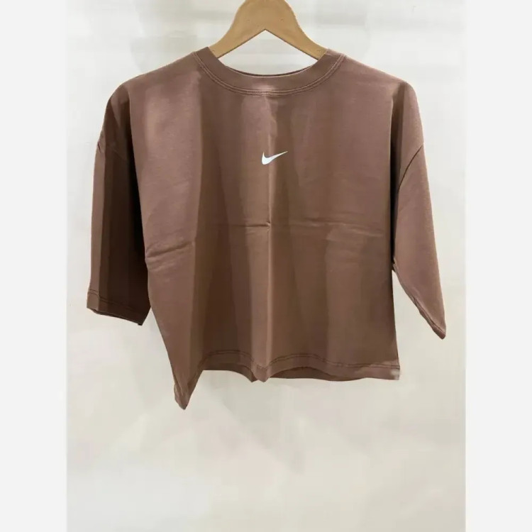 کراپ تیشرت اسپرت دخترانه آبی آسمانی طرح نایک مدل آزاد قد 48 عرض سینه 50