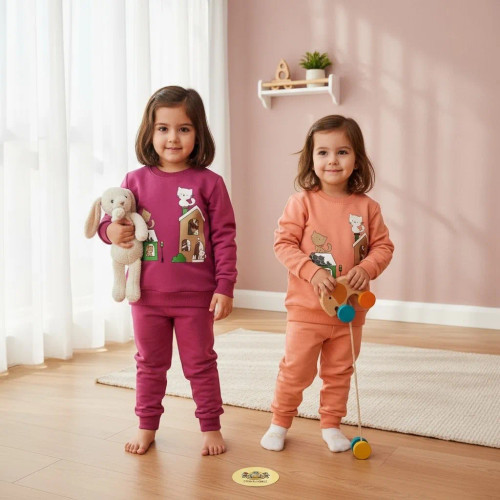 بلوز شلوار دخترانه ست پنبه دورس طرحدار بچگانه 1 تا 5 سال