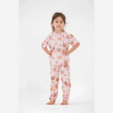 ست راحتی دخترانه بلوز شلوار بهاره آستین کوتاه پنبهای 1 تا 8 سال بدون آبرفت و رنگدهی