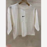 کراپ تیشرت اسپرت دخترانه آبی آسمانی طرح نایک مدل آزاد قد 48 عرض سینه 50