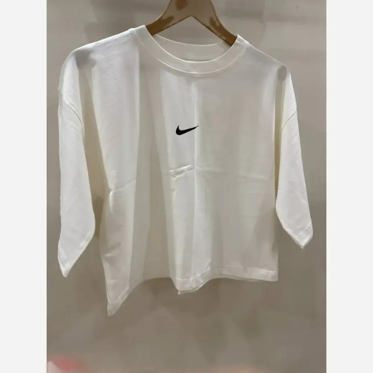 کراپ تیشرت اسپرت دخترانه آبی آسمانی طرح نایک مدل آزاد قد 48 عرض سینه 50