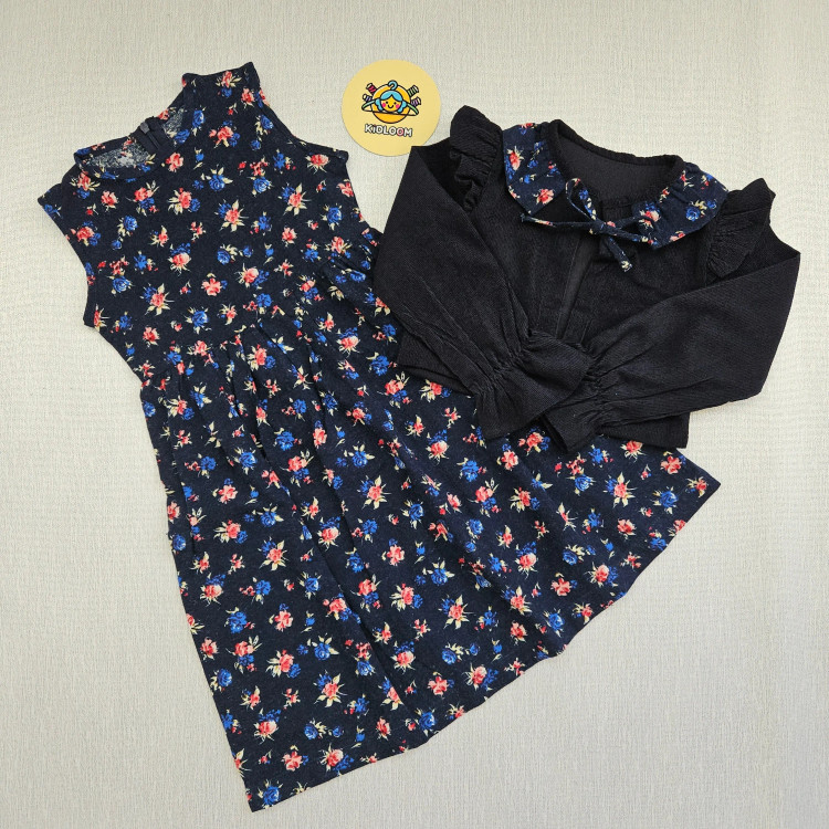 کت سارافون دخترانه پاییزه کبریتی لینن مجلسی ست 2 تکه مناسب 2 تا 10 سال