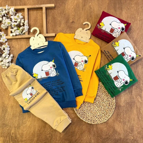 بلوز شلوار پسرانه عیدانه ست بهاره 4 تا 8 سال پنبه دورس چاپ زول