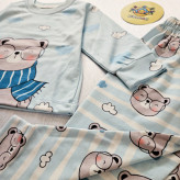 ست راحتی پسرانه بلوز شلوار پنبه ای آستین بلند طرح خرس زمستونی بدون آبرفت و رنگ دهی