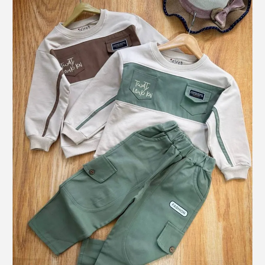 ست بلوز شلوار اسپرت بچگانه خواهر برادی پنبه دورس لاکرا و کتان درجه یک 2 تا 12 سال