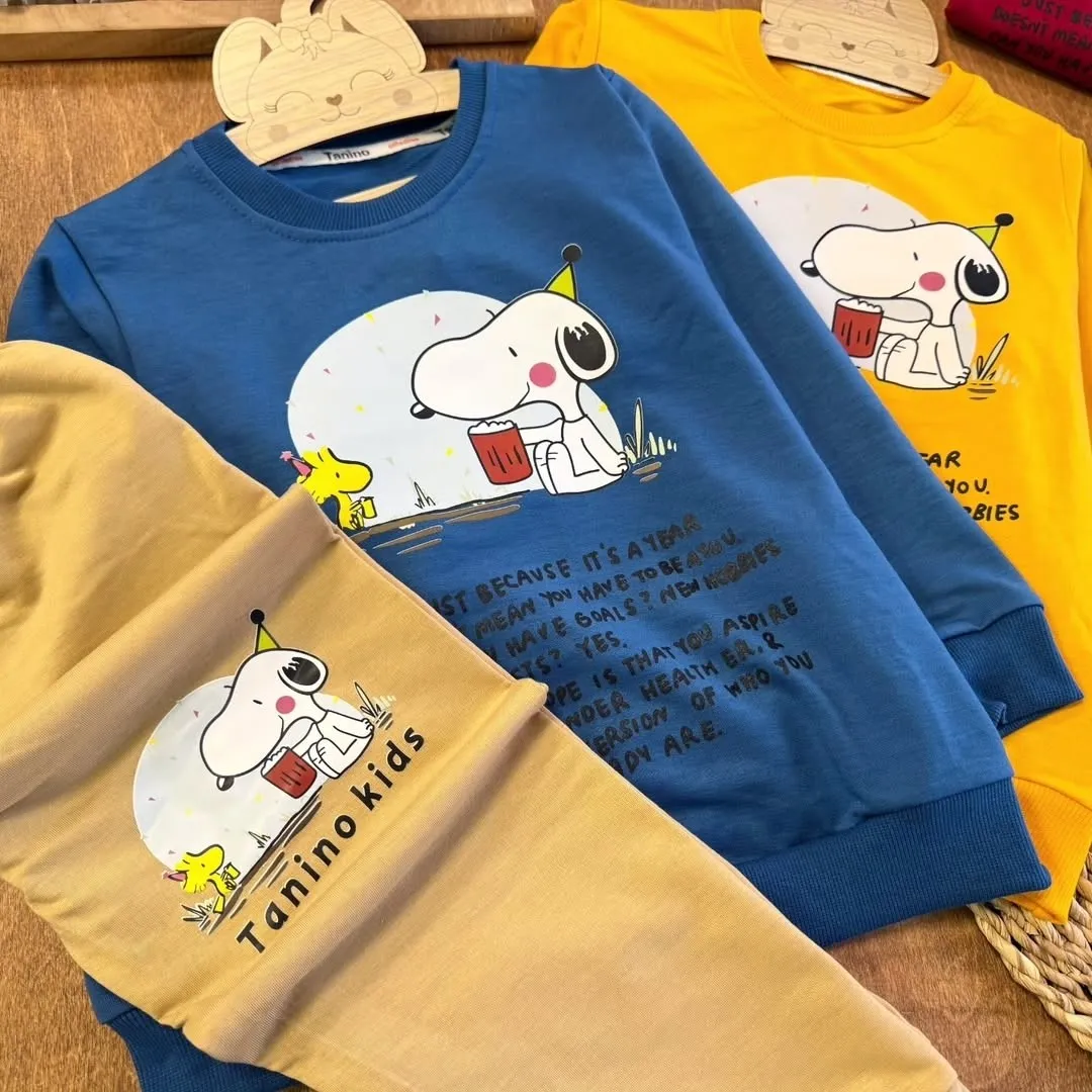 بلوز شلوار پسرانه عیدانه ست بهاره 4 تا 8 سال پنبه دورس چاپ زول