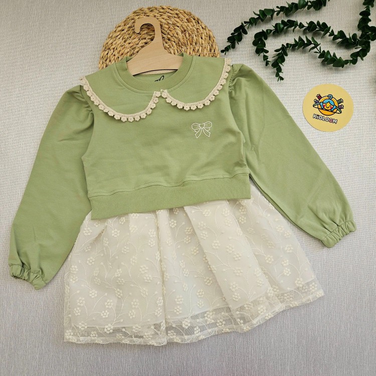 پیراهن دخترانه مجلسی دورس و تور دانتل بچگانه 2 تا 9 سال