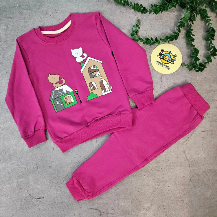 بلوز شلوار دخترانه ست پنبه دورس طرحدار بچگانه 1 تا 5 سال