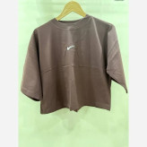 کراپ تیشرت اسپرت دخترانه آبی آسمانی طرح نایک مدل آزاد قد 48 عرض سینه 50