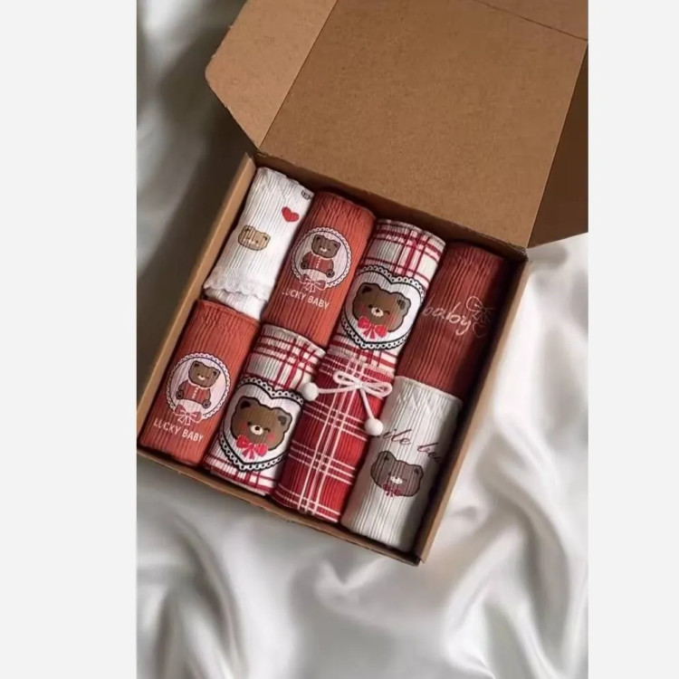 شورت زنانه عروسکی کبریتی نخی طرح تدی سایز بزرگ سه ایکس لارج