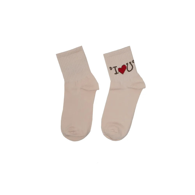 جوراب نیم ساق زنانه پنبه بوکله طرح I Love You