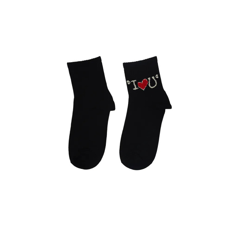 جوراب نیم ساق زنانه پنبه بوکله طرح I Love You