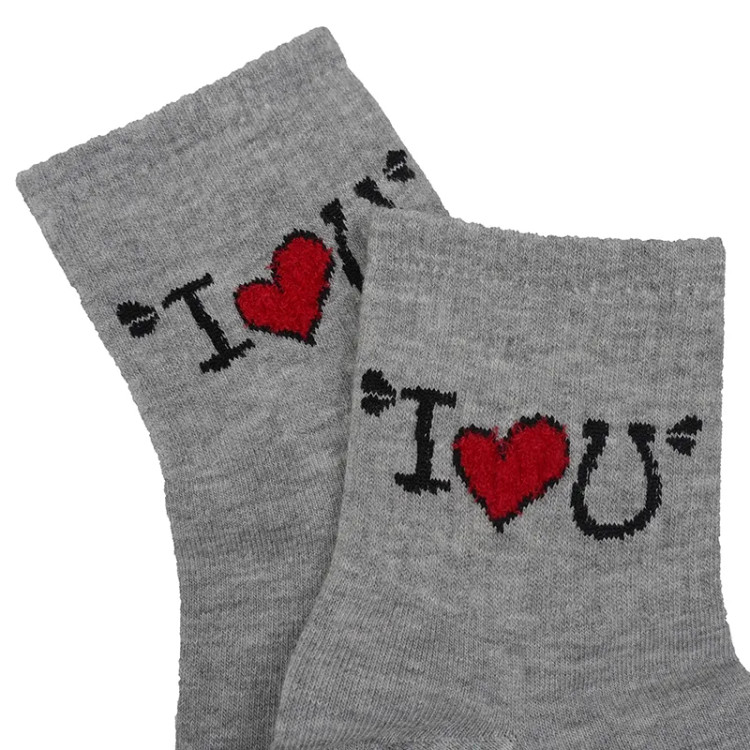 جوراب نیم ساق زنانه پنبه بوکله طرح I Love You