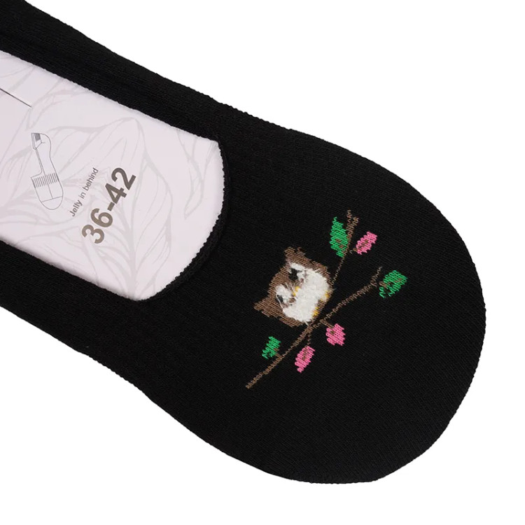 جوراب کالج روباز زنانه پنبه گلدوزی بوکله طرح جغد