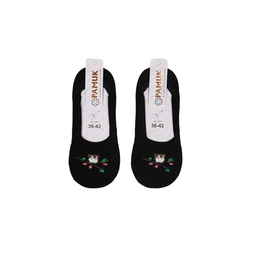 جوراب کالج روباز زنانه پنبه گلدوزی بوکله طرح جغد