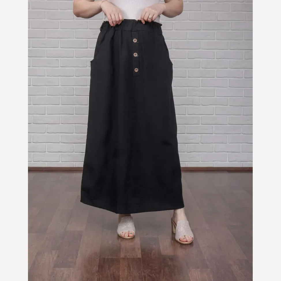 دامن لینن سه دکمه