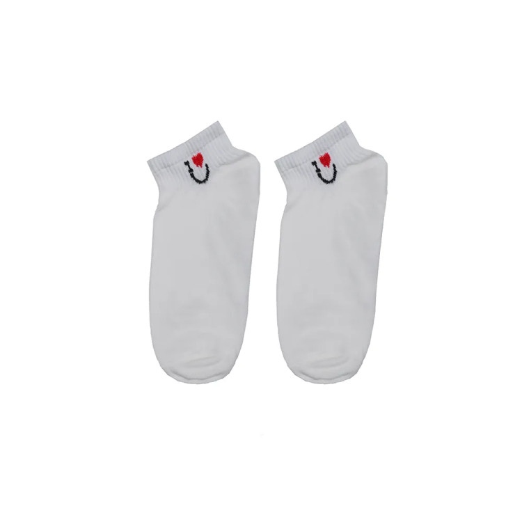 جوراب مچی زنانه پنبه بوکله طرح لبخند و قلب
