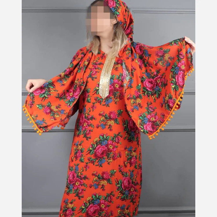 ست پیراهن و شال نخی ترکمنستان