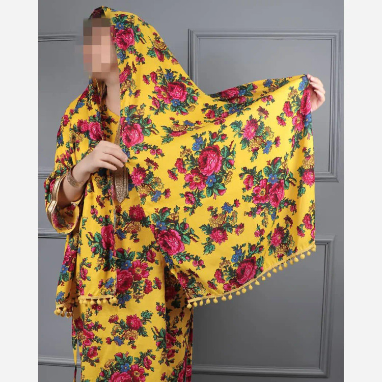 ست پیراهن و شال نخی ترکمنستان