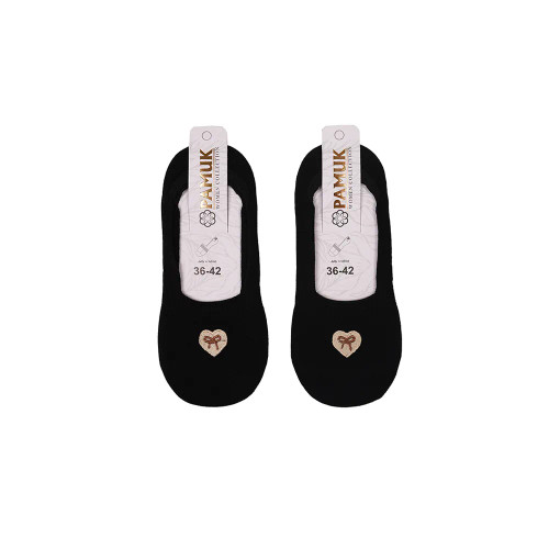 جوراب کالج روباز زنانه پنبه گلدوزی طرح قلب و پاپیون