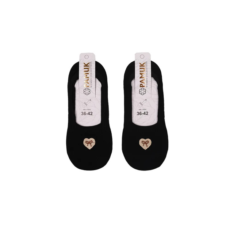 جوراب کالج روباز زنانه پنبه گلدوزی طرح قلب و پاپیون