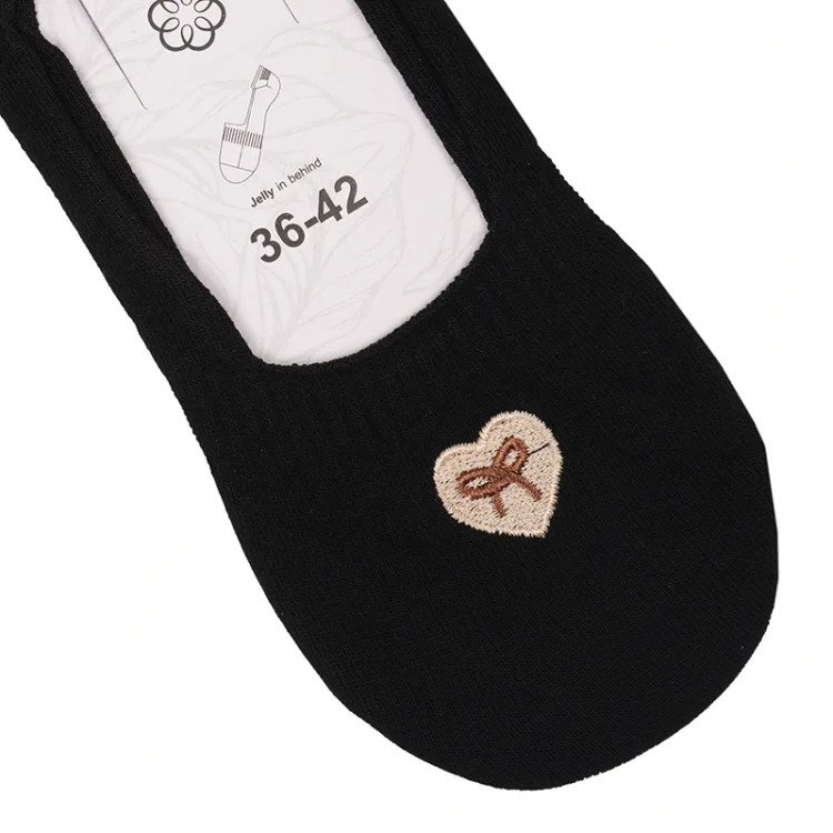 جوراب کالج روباز زنانه پنبه گلدوزی طرح قلب و پاپیون