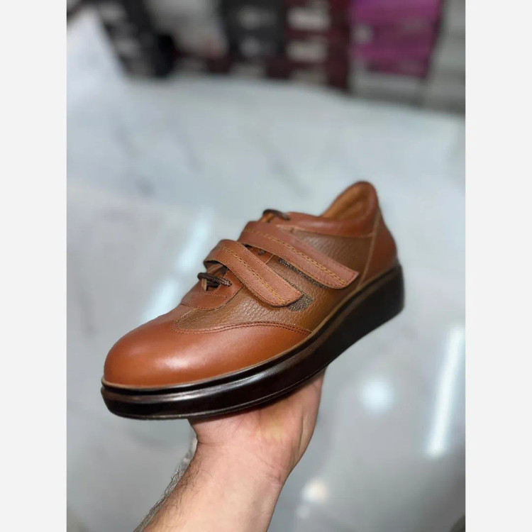 ونس چسبی تمام چرم گاوی عسلی سایز 39 حراج تک سایز