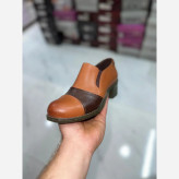 کفش پاشنه دار زنانه چرم گاوی عسلی سایز 37 و 38 حراج تک سایز