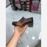 کفش پاشنه دار چرم گاوی قهوه ای زنانه سایز 37 حراج تک سایز