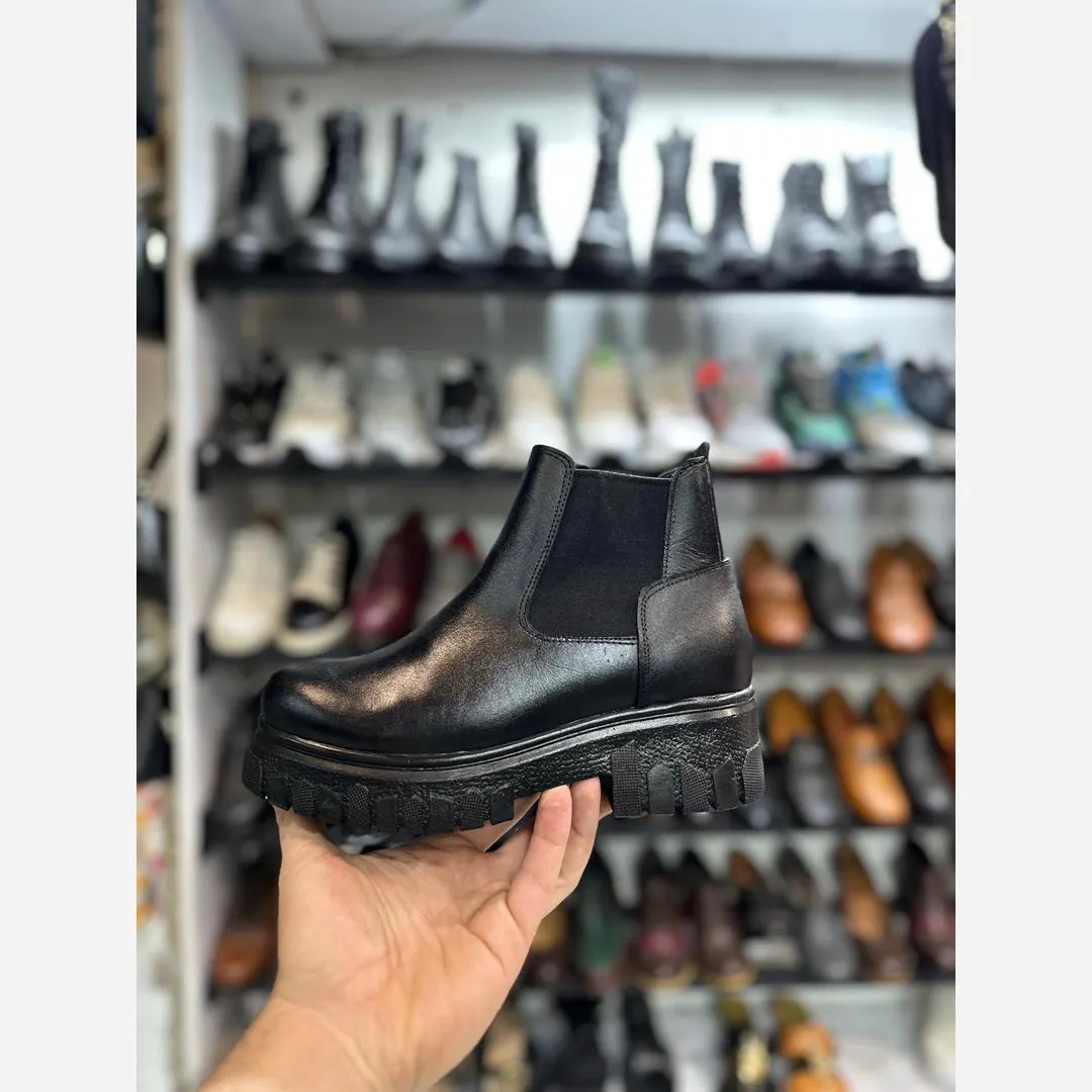 نیم بوت بغل کش تمام چرم طبیعی زنانه سایزبندی 37 تا 40