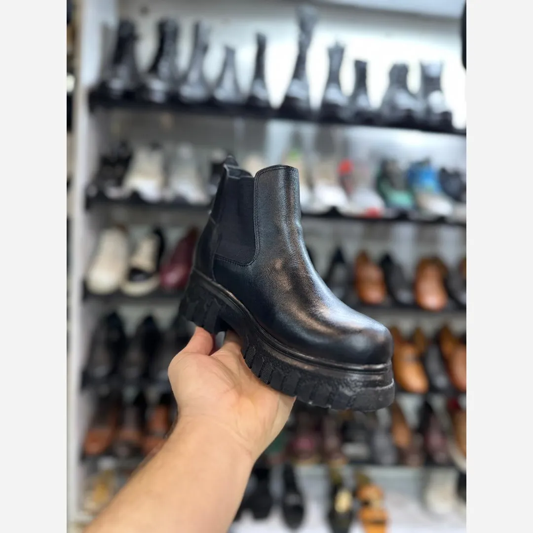 نیم بوت بغل کش تمام چرم طبیعی زنانه سایزبندی 37 تا 40