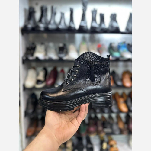 نیم بوت تمام چرم طبیعی زنانه زیپ نما سایزبندی 37 تا 40