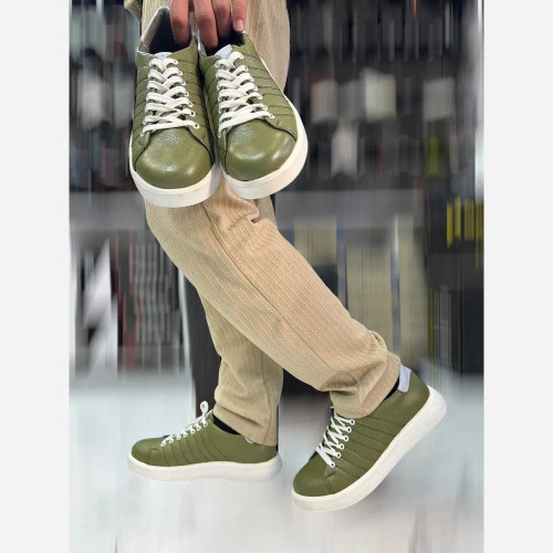 ونس مردانه چرم طبیعی گاوی سبز، کفی طبی، زیره پیو، سایزبندی 40 تا 44