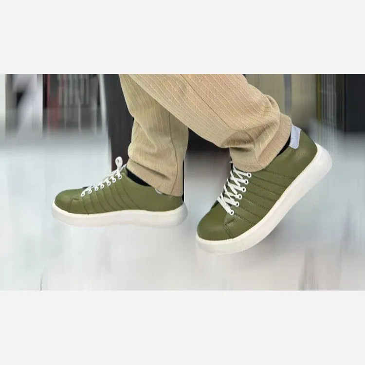 ونس مردانه چرم طبیعی گاوی سبز، کفی طبی، زیره پیو، سایزبندی 40 تا 44