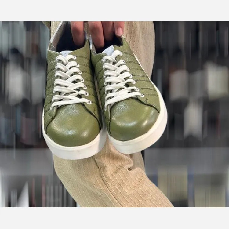 ونس مردانه چرم طبیعی گاوی سبز، کفی طبی، زیره پیو، سایزبندی 40 تا 44