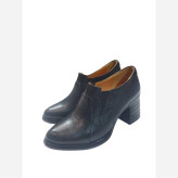 کفش پاشنه دار چرم زنانه مدل دیانا مشکی عسلی سایز 37 تا 40