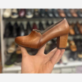 کفش پاشنه دار چرم زنانه عسلیرویه چرم گاوی داخل چرم بزی کفی طبی زیره تی پیو پاشنه 6 سانت سایز 37 تا 40