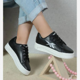 ونس ربوک زنانه سفید و مشکی رویه چرم صنعتی زیره پلیمر سایزبندی 37 تا 40