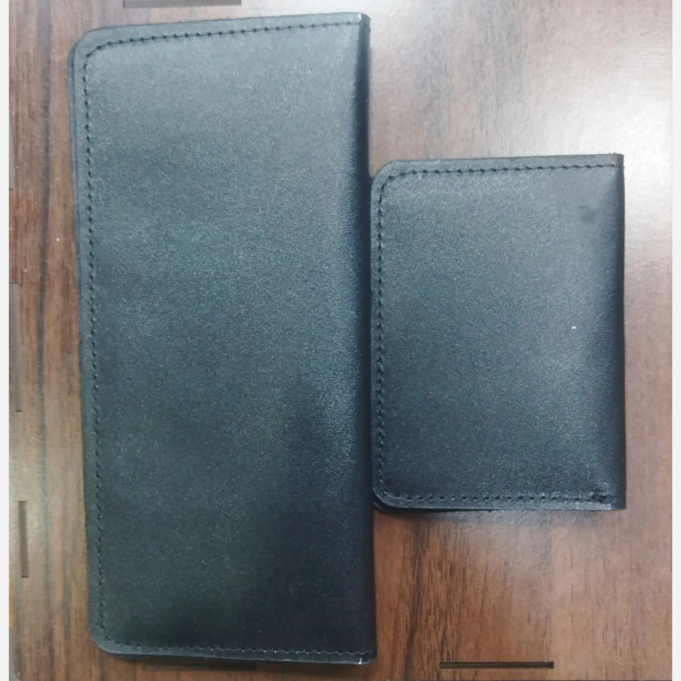 ست سه تیکه چرم طبیعی مردانه کمربند کیف کتی جاکارتی با جعبه چوبی