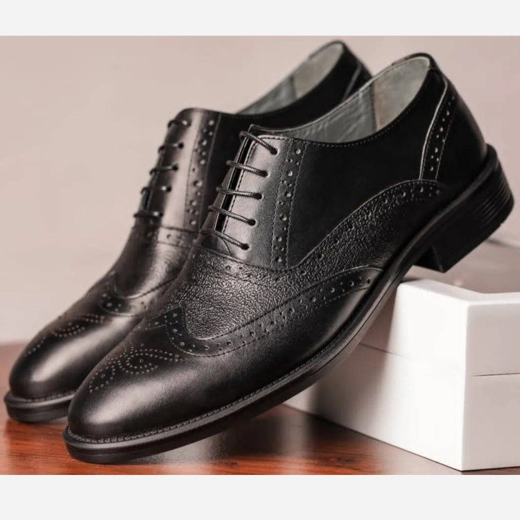 کفش چرم مردانه هشتگرد مشکی زیره pvc