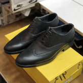 کفش چرم مردانه هشتگرد مشکی زیره pvc