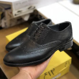 کفش چرم مردانه هشتگرد مشکی زیره pvc