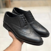 کفش چرم مردانه هشتگرد مشکی زیره pvc